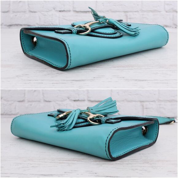 Gucci Emily Turquoise Calfskin Leather Crossbody and Shoulder Purse A4979 - Picture 7 of 10